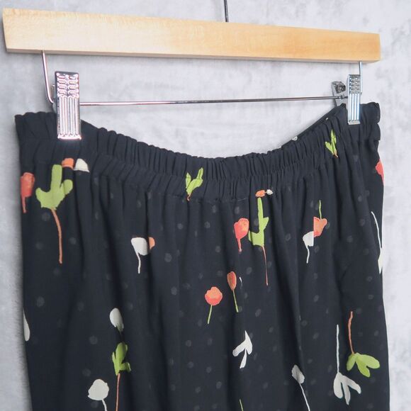 CAROLE ANDERSON Vintage Dark Floral Maxi Wrap Skirt Size S High Slit Mixed Print - Picture 8 of 9